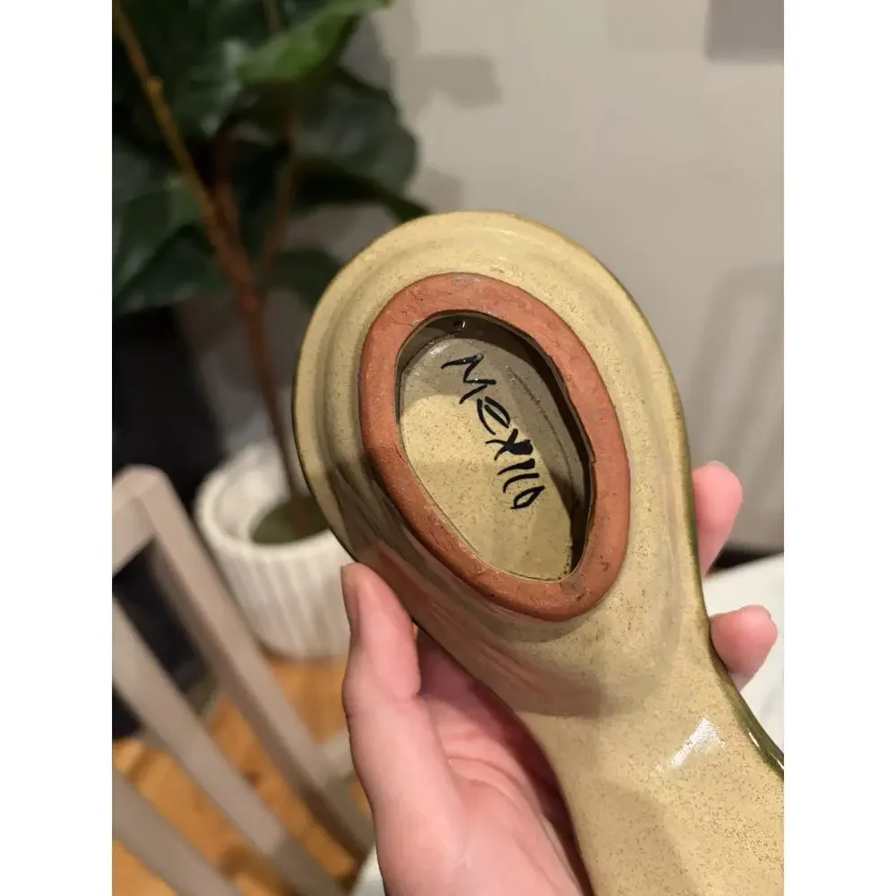 Handmade Ceramic Spoon Rest Lemon Floral & Nature Pattern Style Mexico